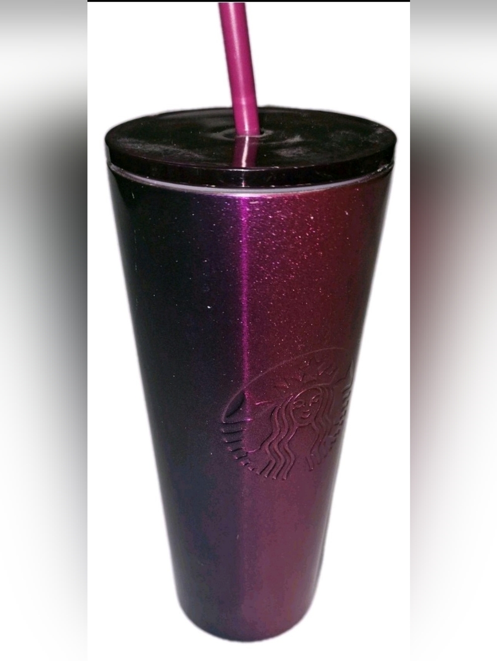 Starbucks Rare Holiday Ombré Red to Purple Glitter Stainless Tumbler 24oz
